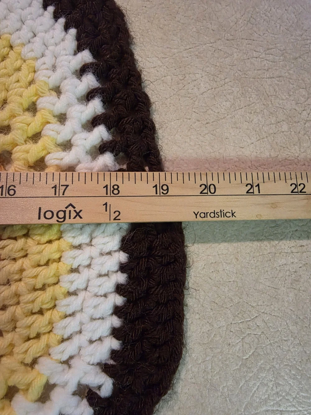 Hand-Crocheted Round Doily in Yellow, Teal, Orange & White